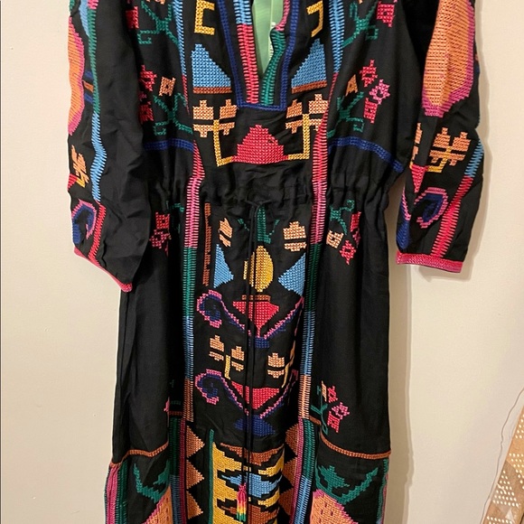 FARM Rio Black Cross Stich Midi dress Nwt // Anthropologie - Picture 5 of 9